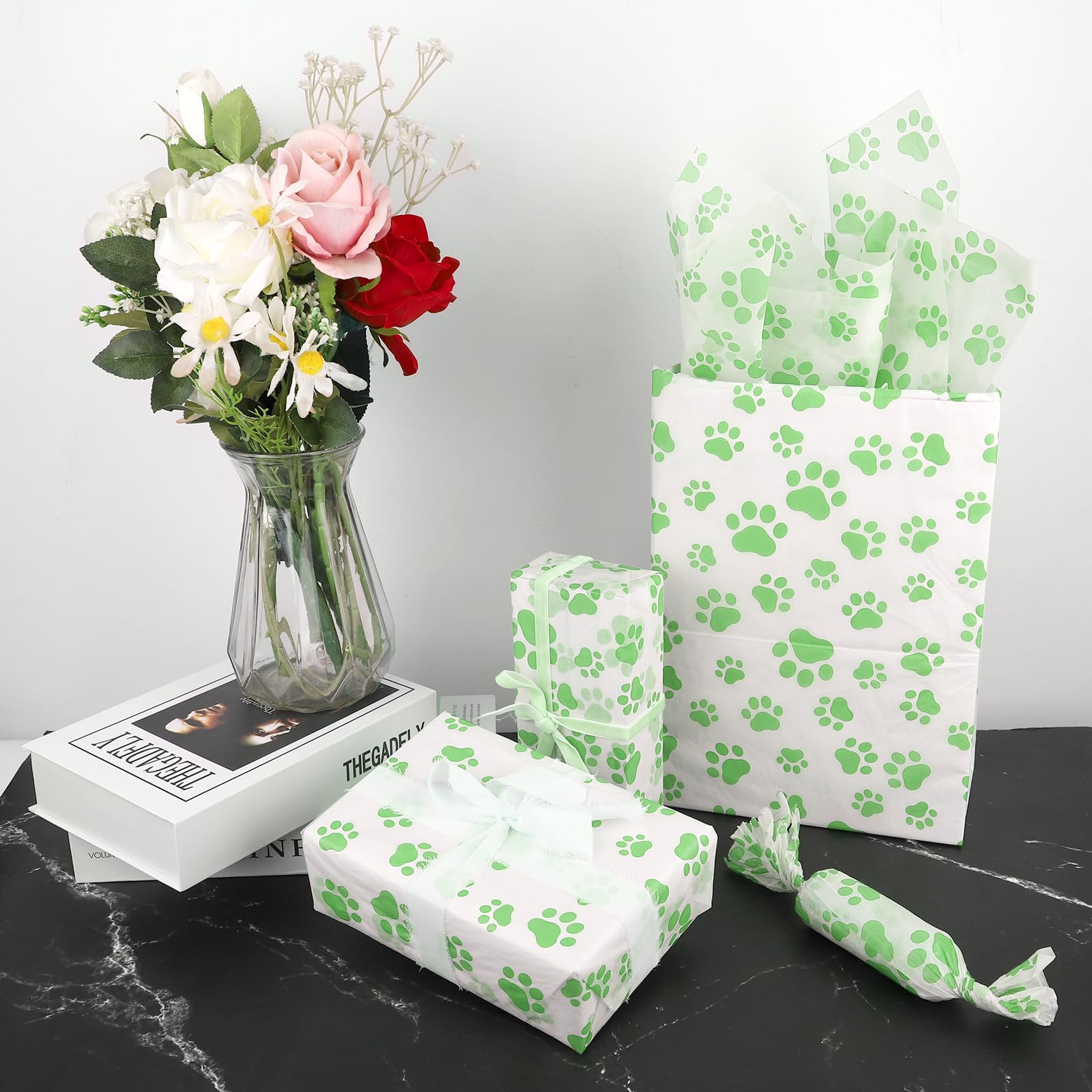 Hundepfoten Geschenkpapier 30 Blatt - Süßes Verpackungspapier Für Tierfans