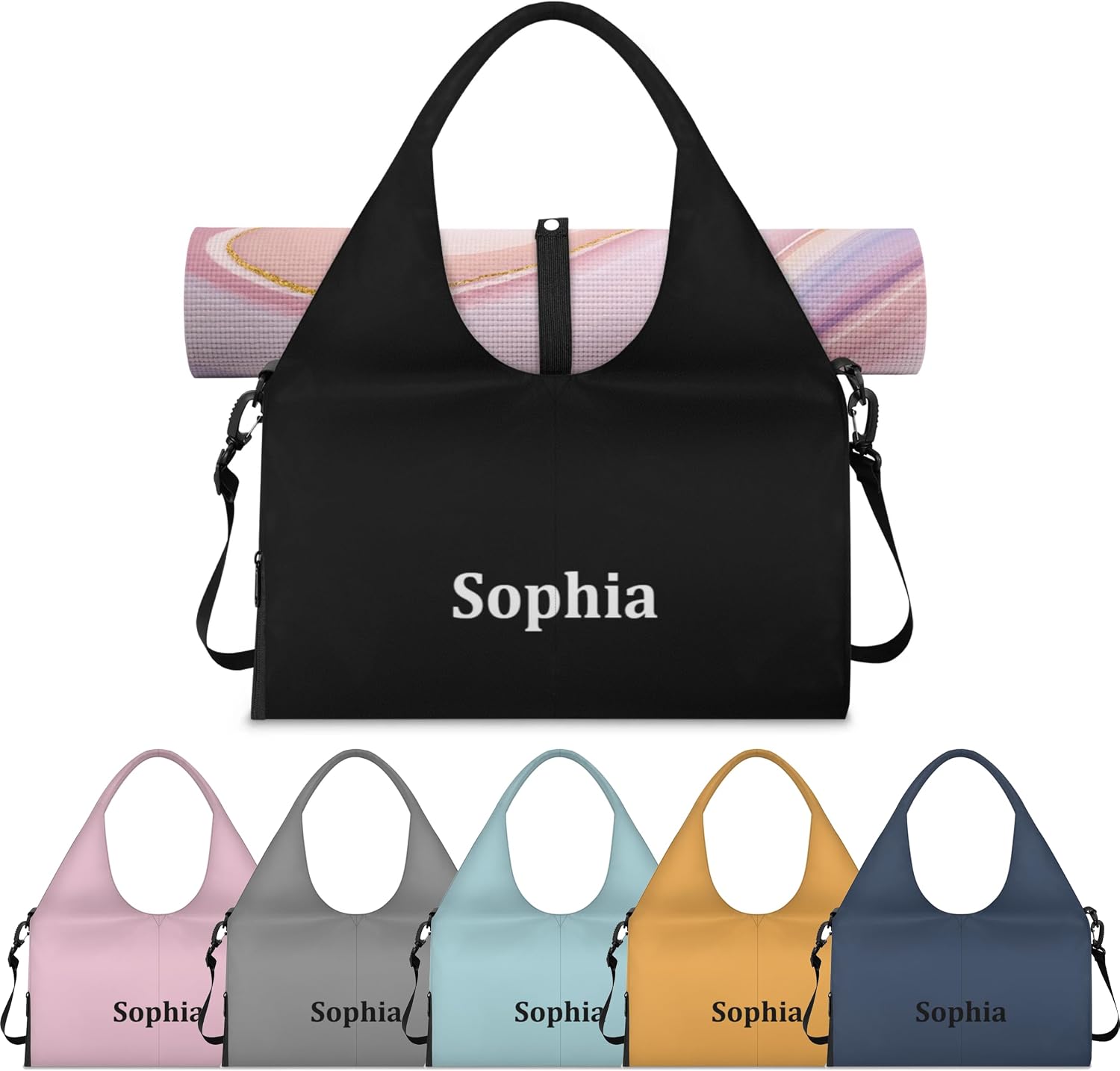 Yoga-Bag Small-Gym-Bag for Women Personalized Beige Yoga-Mat-Bag with Shoe Compartment Gym Accessories for Women