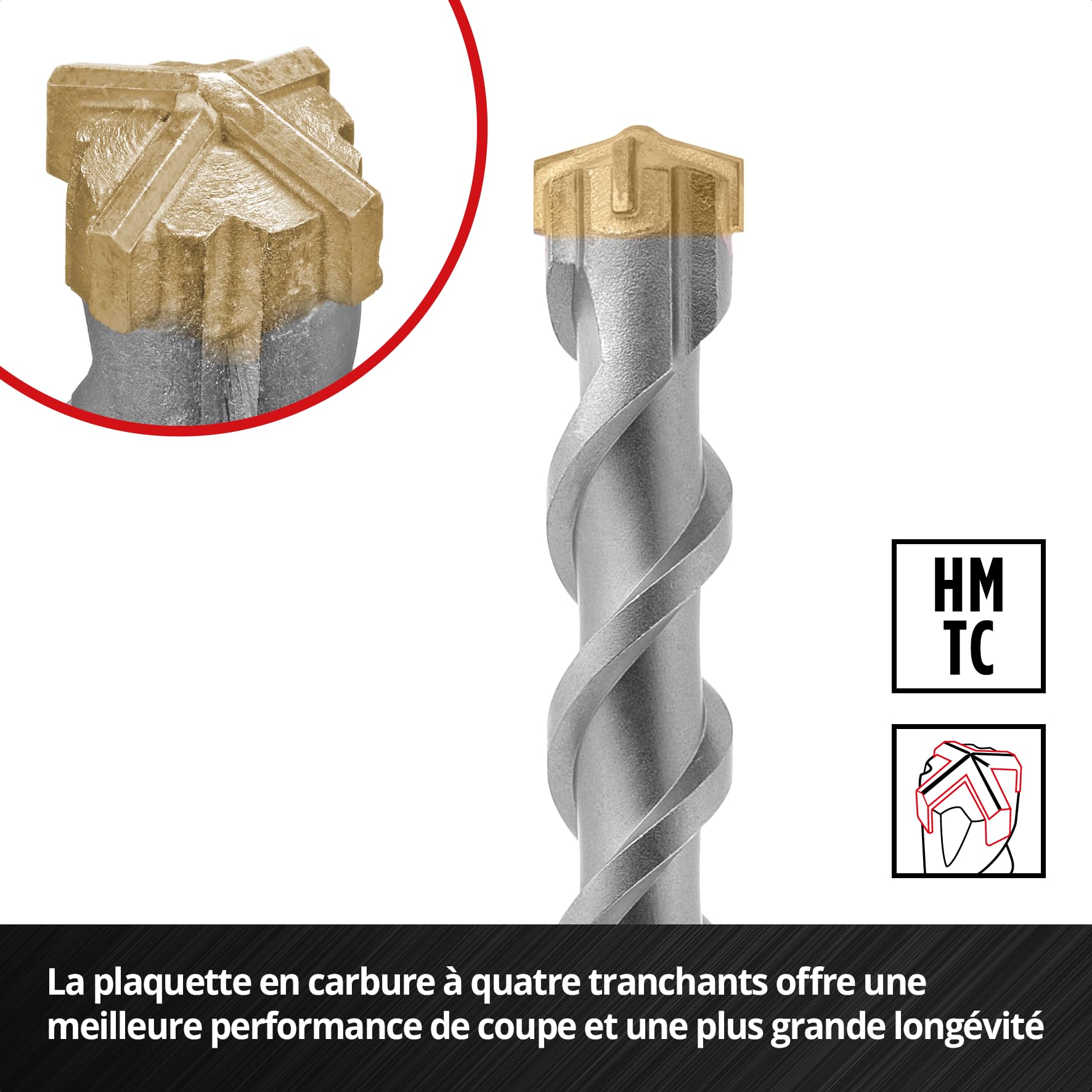 kwb Foret SDS Plus, foret marteau SDS Plus (Ø 24 mm x 460/400 mm, avec tranchant en métal dur 4X extrêmement rapide, pour béton armé, pierre & maçonnerie)