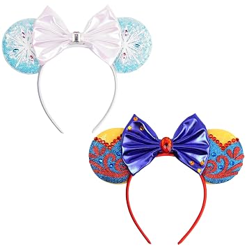 bianbaistar Mouse Ear Headbands BundleIce Snow Mouse Ears Headband&Adorable Mouse Ear Headband