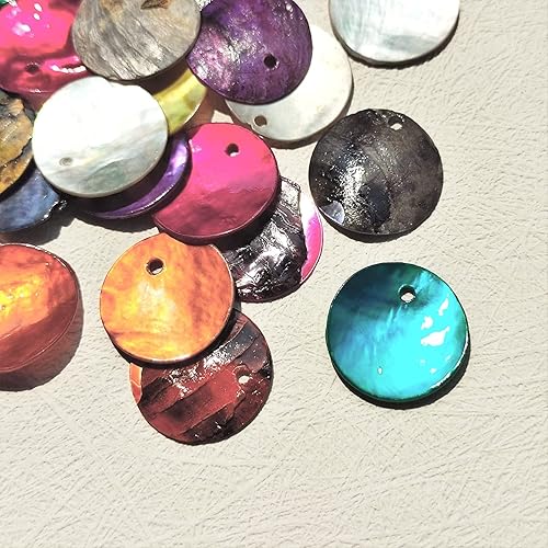 Miniatura 4 de Firstmeet Cuentas de concha, 65 cuentas de concha de mejillón redondas naturales de 0.78 pulgadas con parte trasera iridiscente para hacer joyas