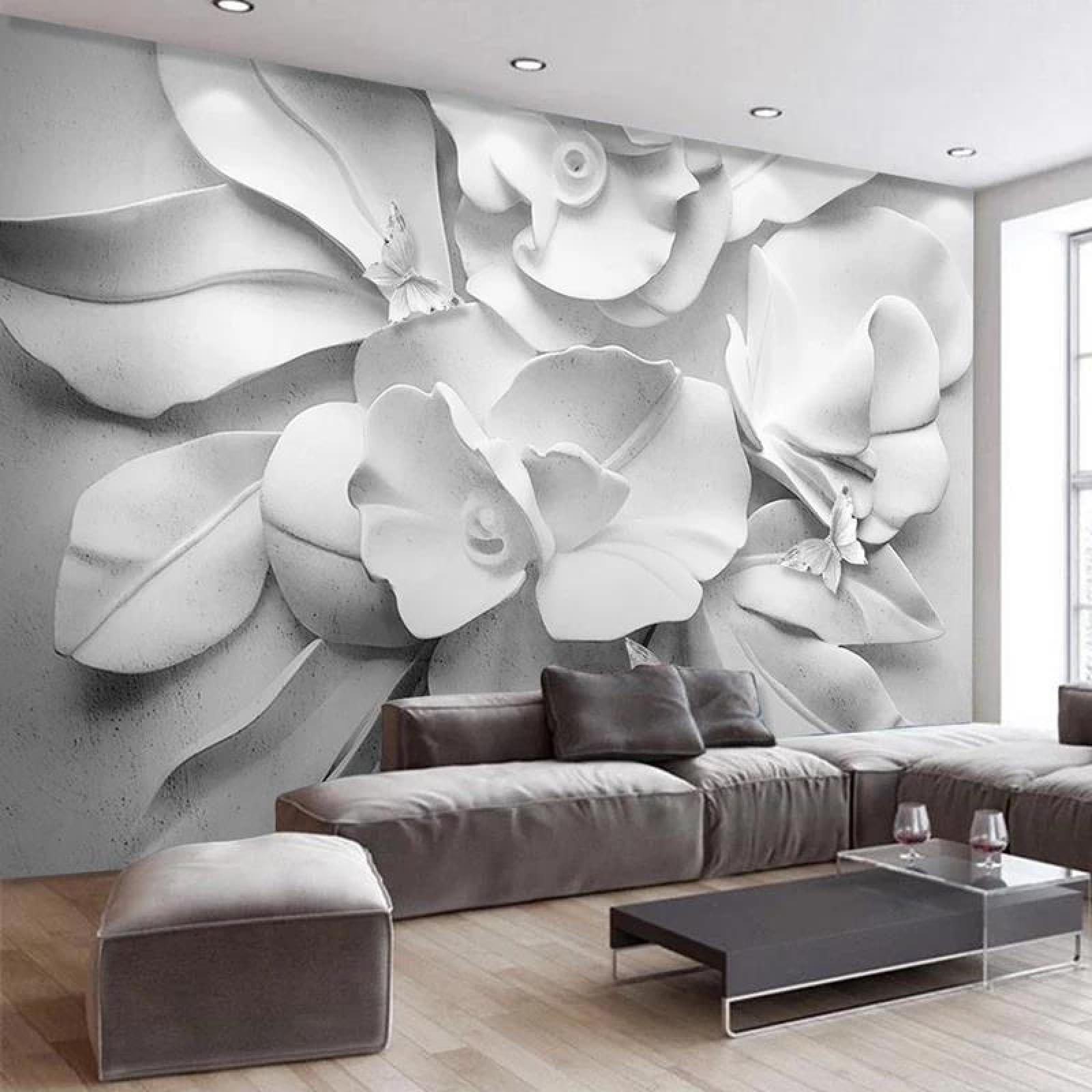 Décoration murale autocollant 3D en relief fleur lavable pour rénovation chambre