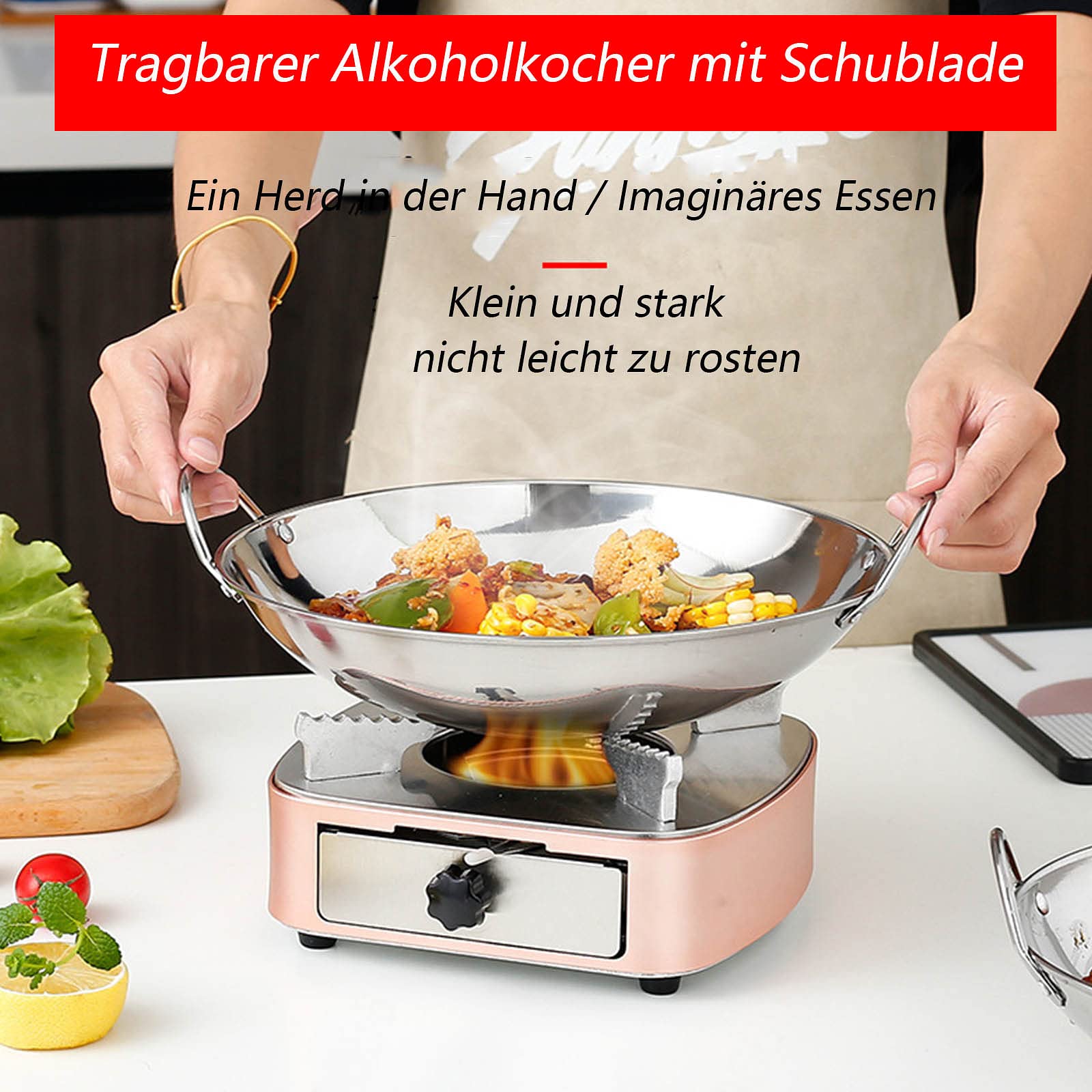 ZBYY Spirituskocher Innenräume, spirituskocher für innenräume mit Topf,Mini Camping Picknick Alkohol Herd,3 Größen verfügbar,Portable Campingkocher Campingherd Spirituskocher,A-10in
