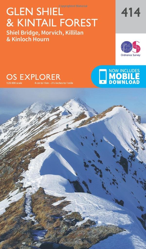 Glen Shiel & Kintail Forest Map | Shiel Bridge, Morvich, Killilan & Kinloch Hourn | Ordnance Survey | OS Explorer Map 414 | Scotland | Walks | Hiking | Maps | Adventure