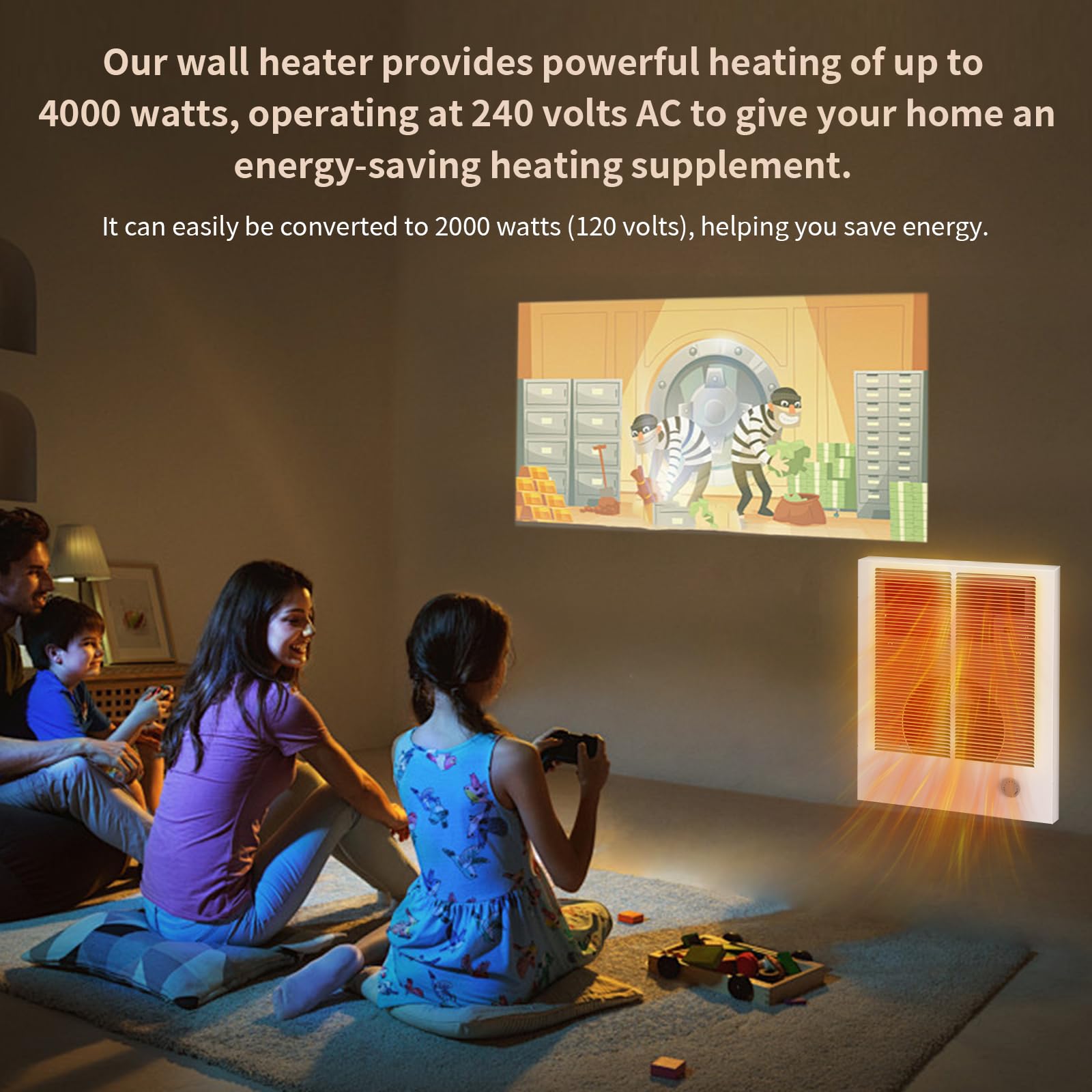 Electric Baseboard Heater, 30 in, 500W, 120V, White, Mfr: 2F500-1W-A