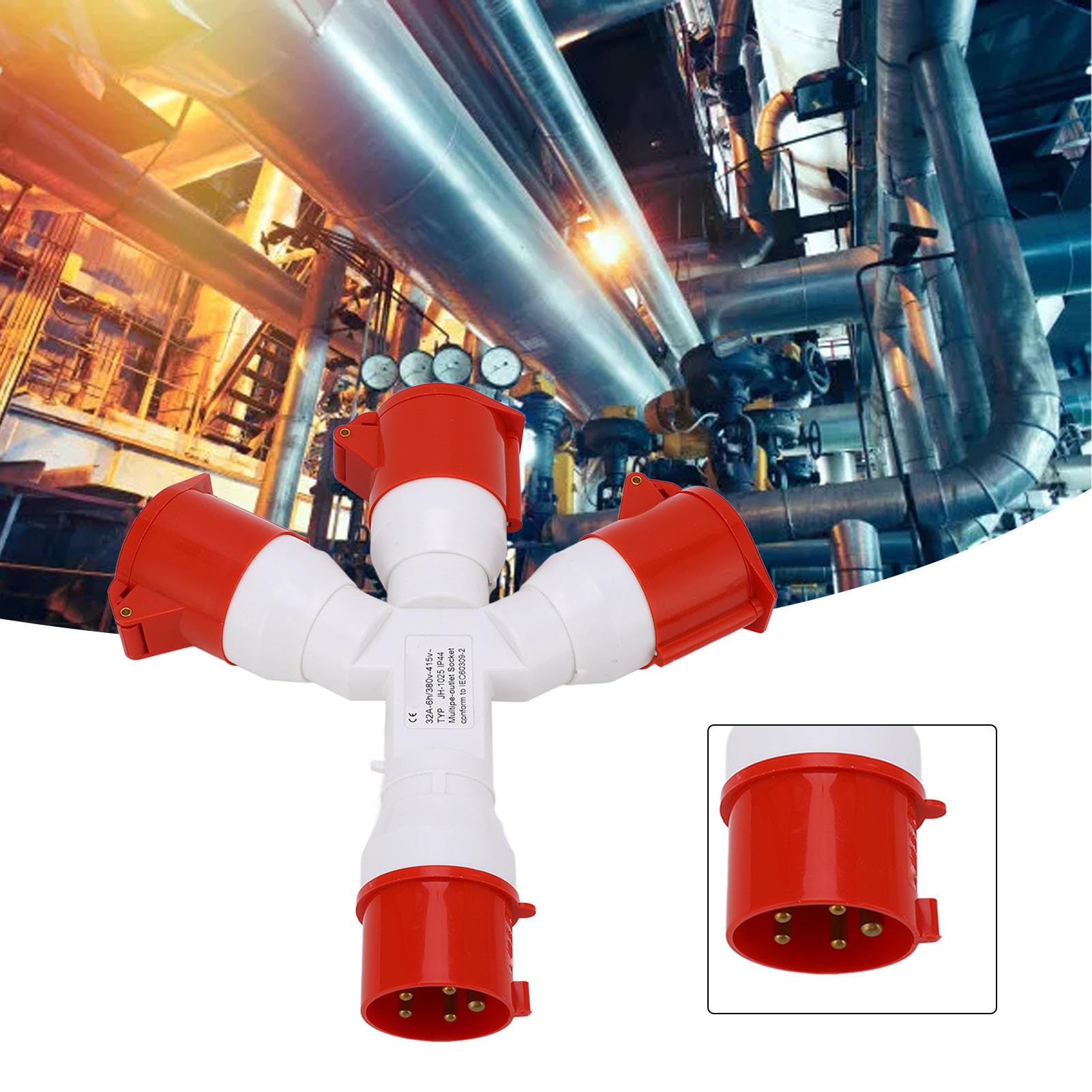 Spina Impermeabile Industriale Multifunzionale 1 Ingresso 3 Uscite Spina Industriale a 5 Pin Spina Industriale 3P+N+E 380‑415V 32A