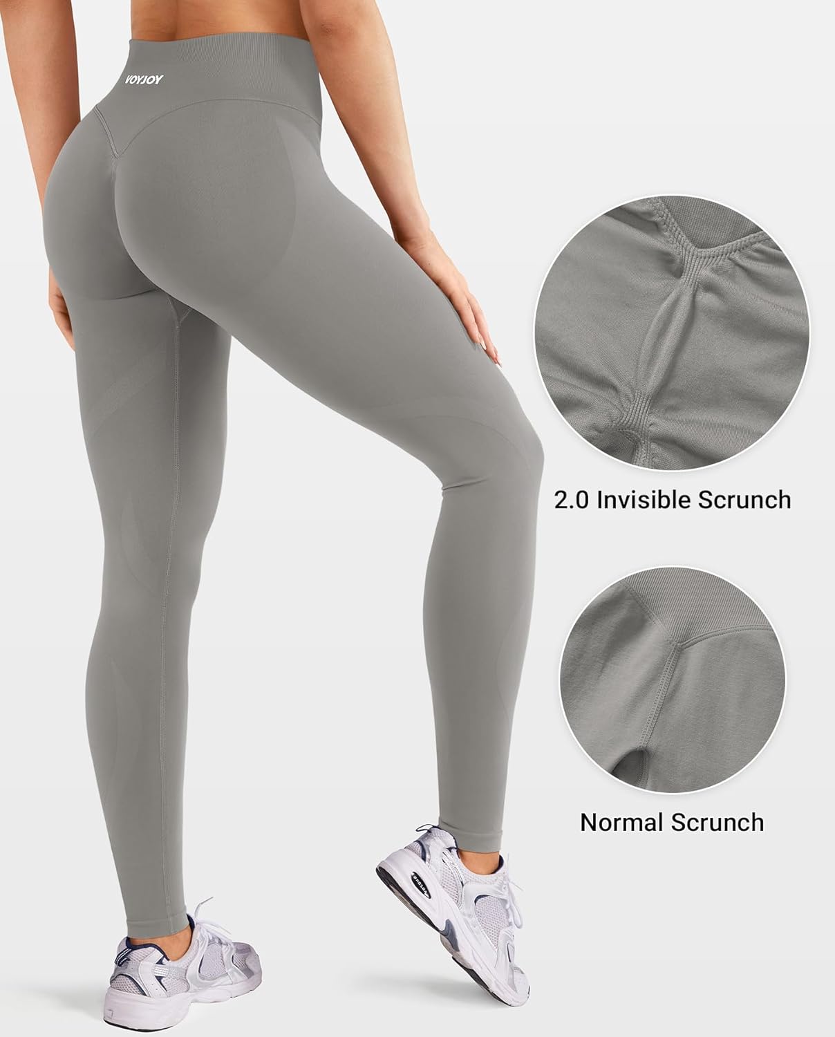VOYJOY Workout Butt Lifting Leggings for Women Hidden Scrunch Tummy Control Gym Leggings Seamless Yoga Pants - Image 4