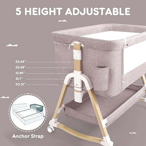 Miniatura 5 de HARPPA Cuddly - Moisés 3 en 1 para bebé (red de mosquito incluida), cuna ajustable de cinco posiciones con almacenamiento para recién nacidos,