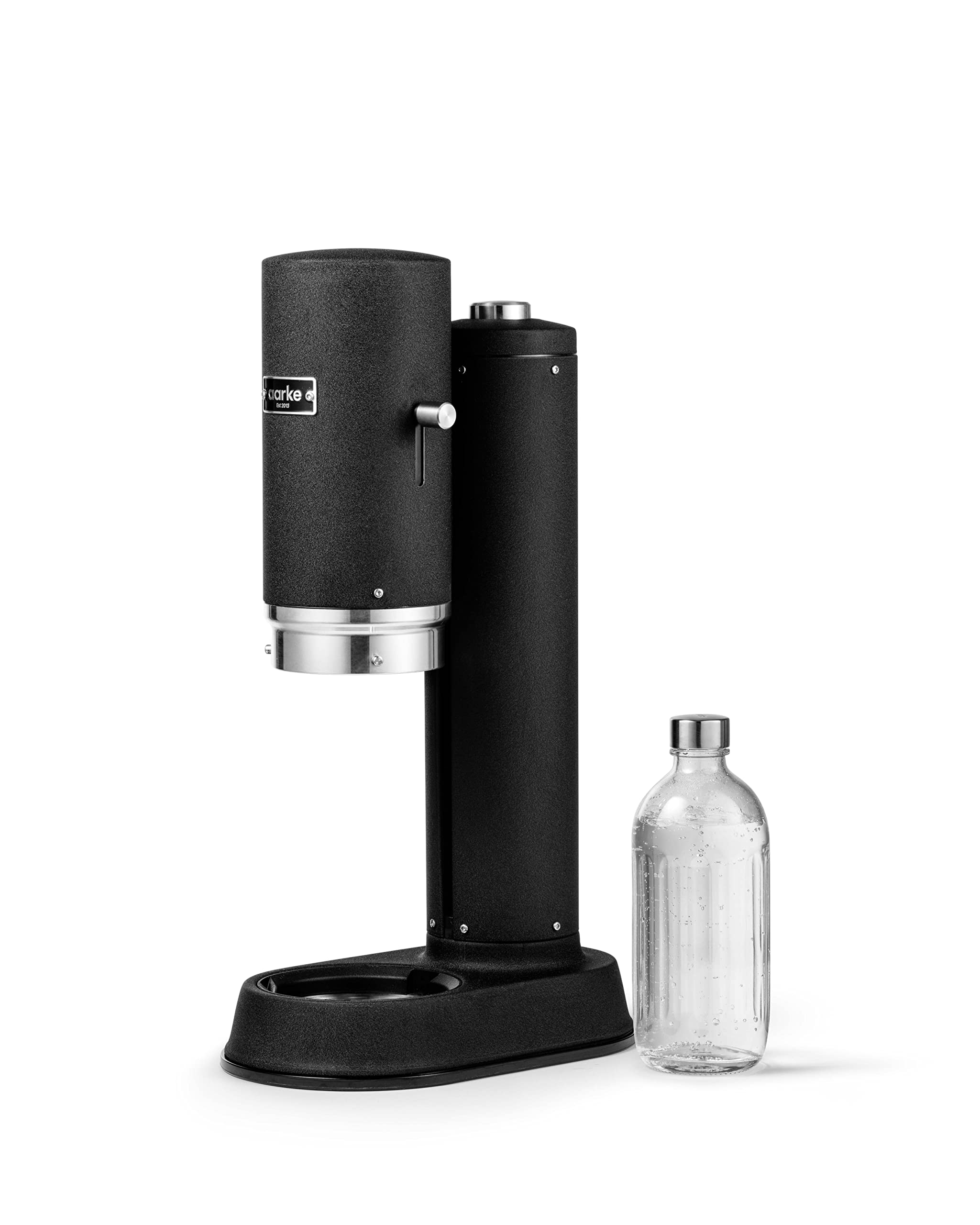 Aarke Carbonator Pro - Pulverizador de agua con botella de cristal, acabado negro mate + cilindro de CO2 AARKE 60L, 100% renovable