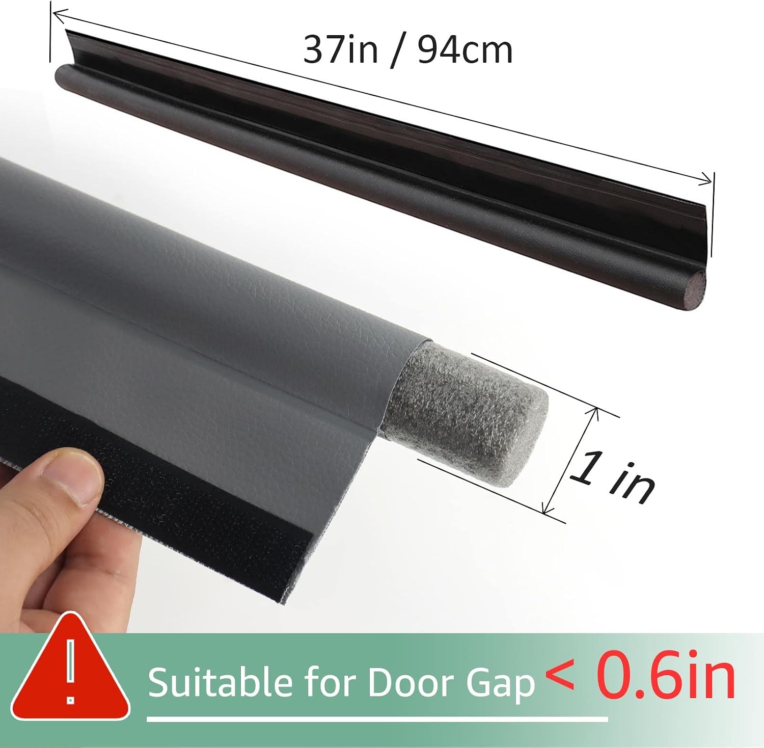 Bluearks Door Draft Stopper, Draft Stopper for Bottom for Door, Under Door Draft Stopper, Door Noise Blocker & Cold Air, 37inch, Grey