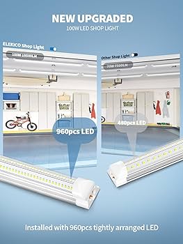 LUZ - 8☆shop ELEKICO 8' Led Shop Lights,Super Bright 19500LM 100W 5000K