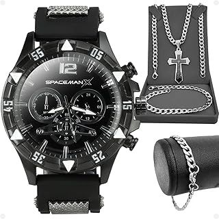 Relógio masculino preto grande borracha elegante + pulseira corrente