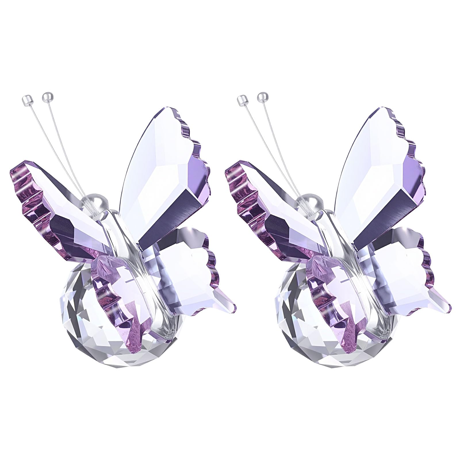 PATIKIL 2 Pcs Butterfly Crystal Paperweight, 75mm / 3 Inch Crystal Paperweight Paper Weight for Home Office Desktop Table Decor Wedding Party Jewelry Ornaments, Purple