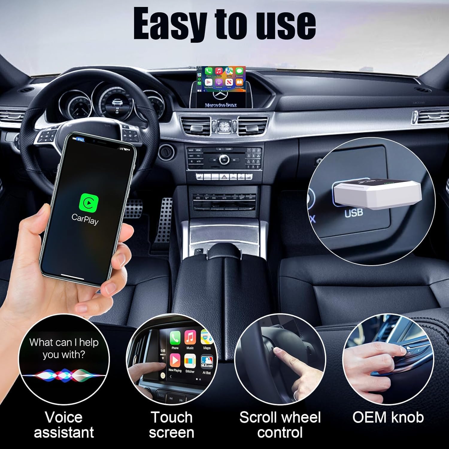 PWAYTEK 2 in 1 Wireless CarPlay Adapter, CarPlay Konvertiert Kabelgebunden zu Kabellos Dongle, Plug und Play Mini & Stabiler Kompatibel mit iOS 10+ und Autos ab 2017 (Weiß)