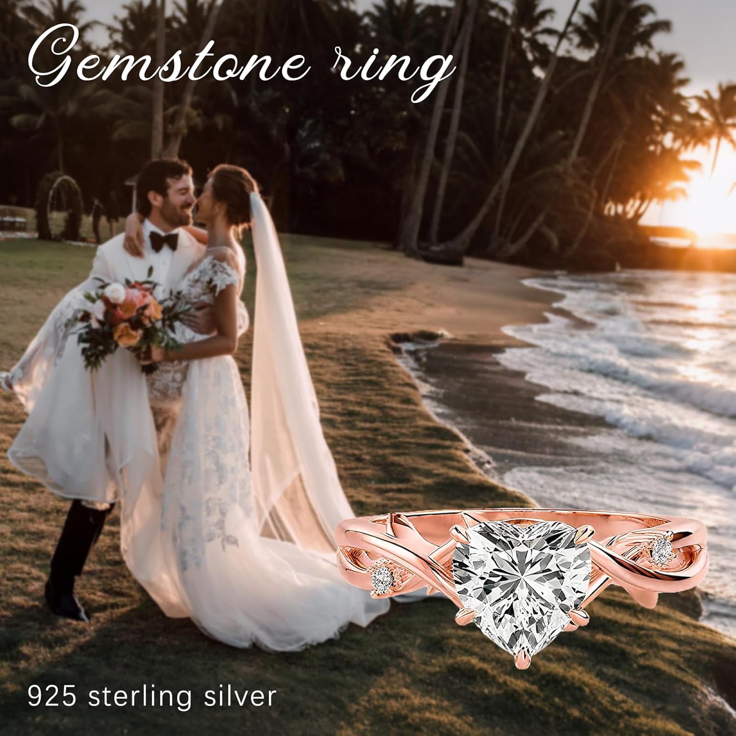 1-3 CT Heart Cut Moissanite Engagement Ring 10K 14K 18K White/Rose/Yellow Gold Infinity Heart Solitaire Ring Promise Anniversary Ring for Wife and Her
