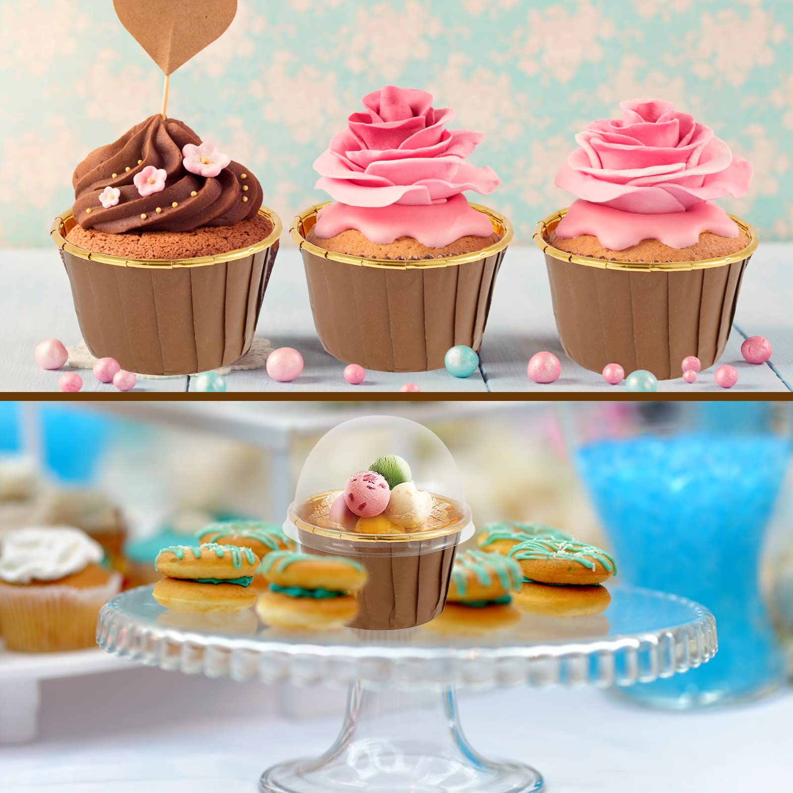 Lot De 100 Caissettes à Cupcakes En Papier Avec Doublure Alu - Blanc, Résistantes Au Four (230°C)
