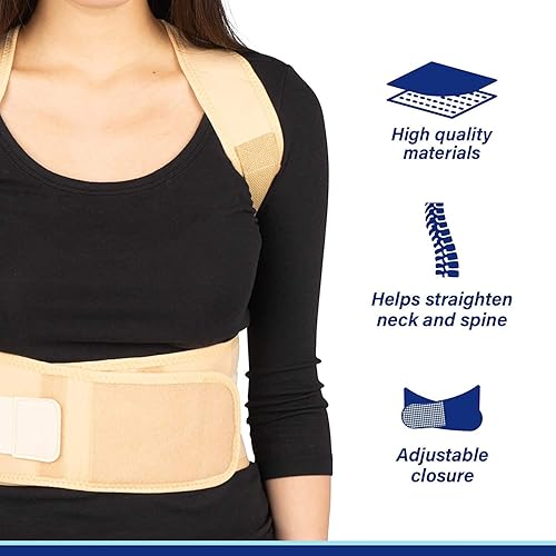 Miniatura 5 de Juniper's Secret Corrector magnético de postura trasera para hombres y mujeres, bolsa para lentes (beige, SM - hasta 5 pies de altura)