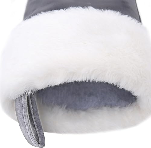 Miniatura 4 de AUAWMLK Calcetines de Navidad bordados con letras de 20 pulgadas, terciopelo gris grueso con puño de felpa súper suave, decoración de festivales