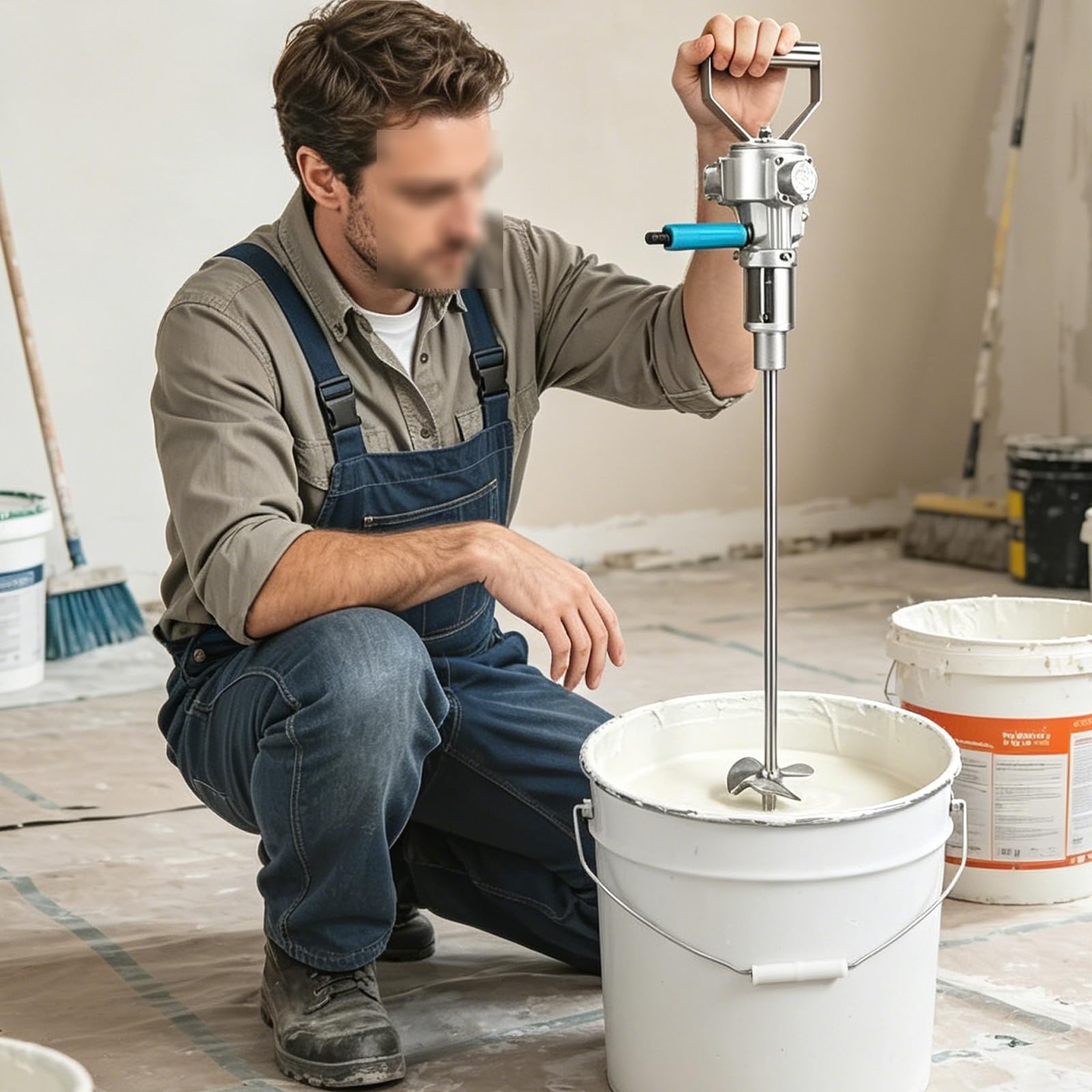 QYLTTDM 5 Gallon Pneumatic Automatic Paint Mixer, 1/4HP Handheld Air Agitator, Ink Coating Mixing Tool, with Aluminum Alloy Stirring Blade, Simple Operation, for Ink, Paint, Dye Mixing