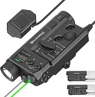 TOUGHSOUL Mlok and Picatinny Mounted Tactical Flashlight Green Laser Infrared(IR) Laser 3 in 1 Combo, 1200 Lumen Light with Remote Pressure Switch for Rifle