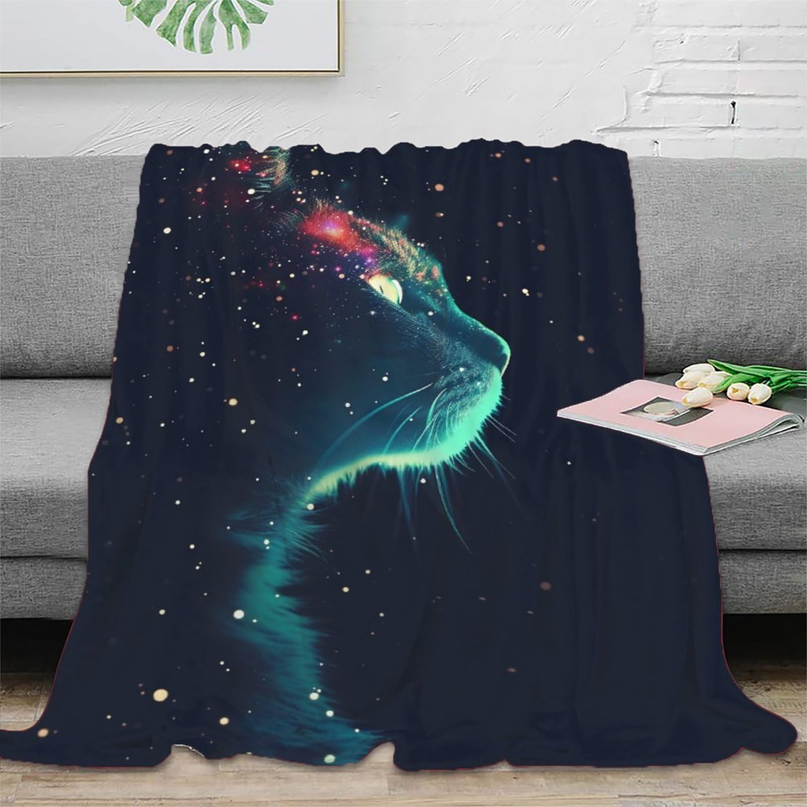 Nraopevvd Style-2 3D Printed Cat Throw Blanket Soft And Warm Super Soft Cozy Fuzzy Warm Throws With Anti-Wrinkle/Anti-Tarnishing Lightweight For Sofa Bed Decor Bedroom Decor 40X50inch(100X130cm)