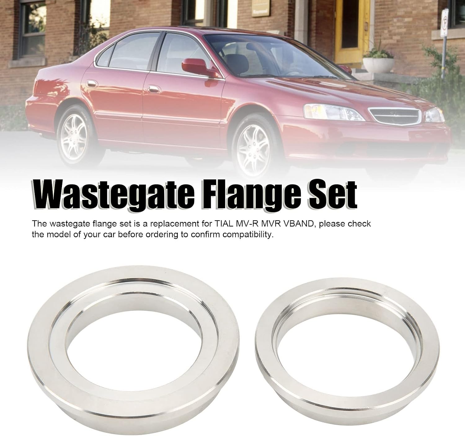 44mm Wastegate Flange Set, Wastegate V Band Clamp Set, Stainless Steel Inlet Outlet Weld Kit Replacemet for TIAL MV R VBAND