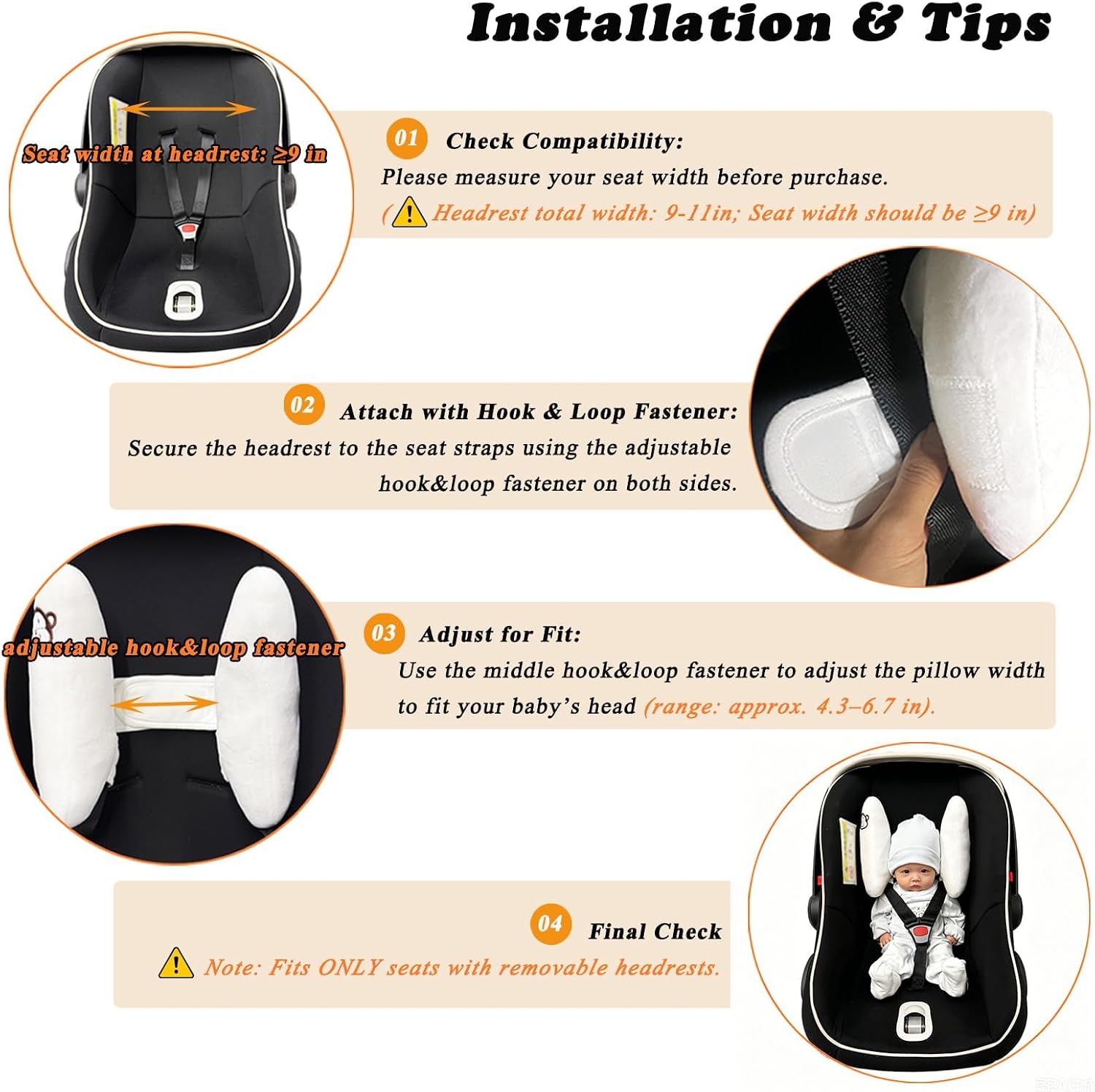 Adjustable Travel Pillow for Infant, Portable Head Support for Car Seats