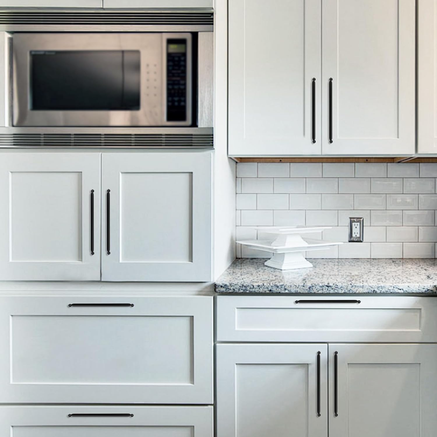 6 Pack 12-3/5 Inch Cabinet Pulls Matte Black Kitchen Cabinet Handles Zinc Alloy Drawer Pulls Solid Cabinet Hardware