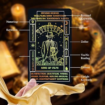 WJPC Gold Foil Tarot Cards with Meanings Without Guide Book Set Tarot Deck