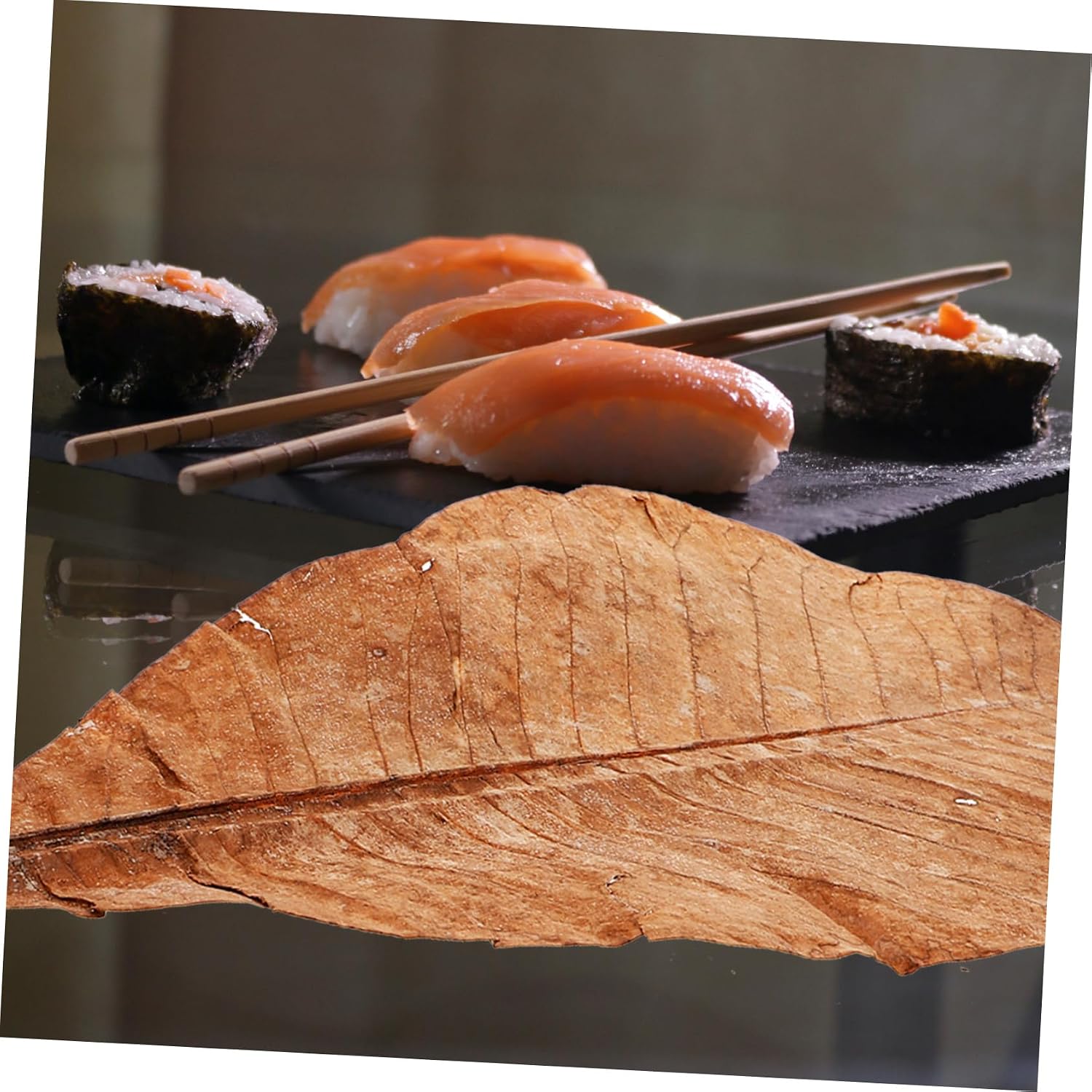 20pcs Sushi Decorations Dried Leaf for Sushi Plate Restaurant Decor Sashimi