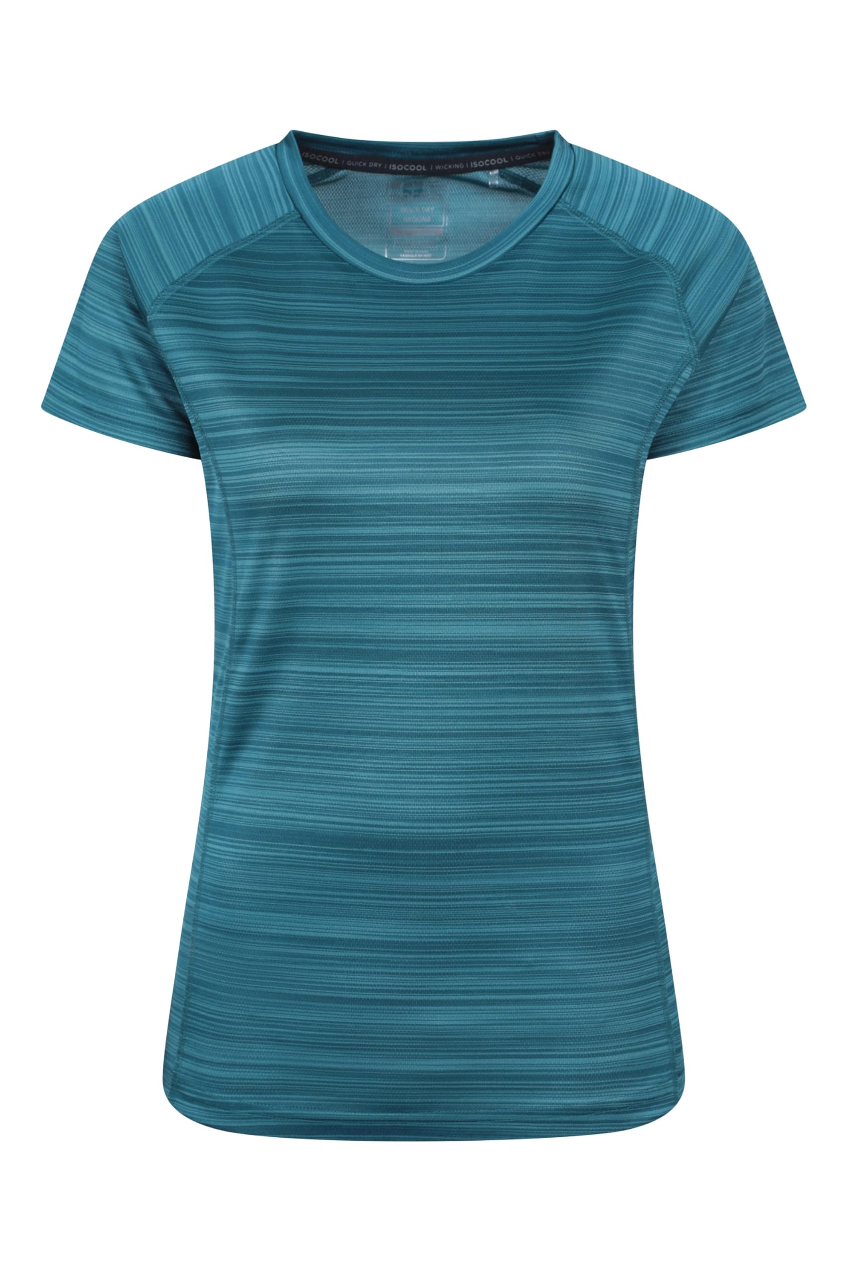 Mountain Warehouse Women's Teal 'Endurance' Striped Short Sleeve T-Shirt Quick Dry Lightweight T-Shirt In | Size: 8