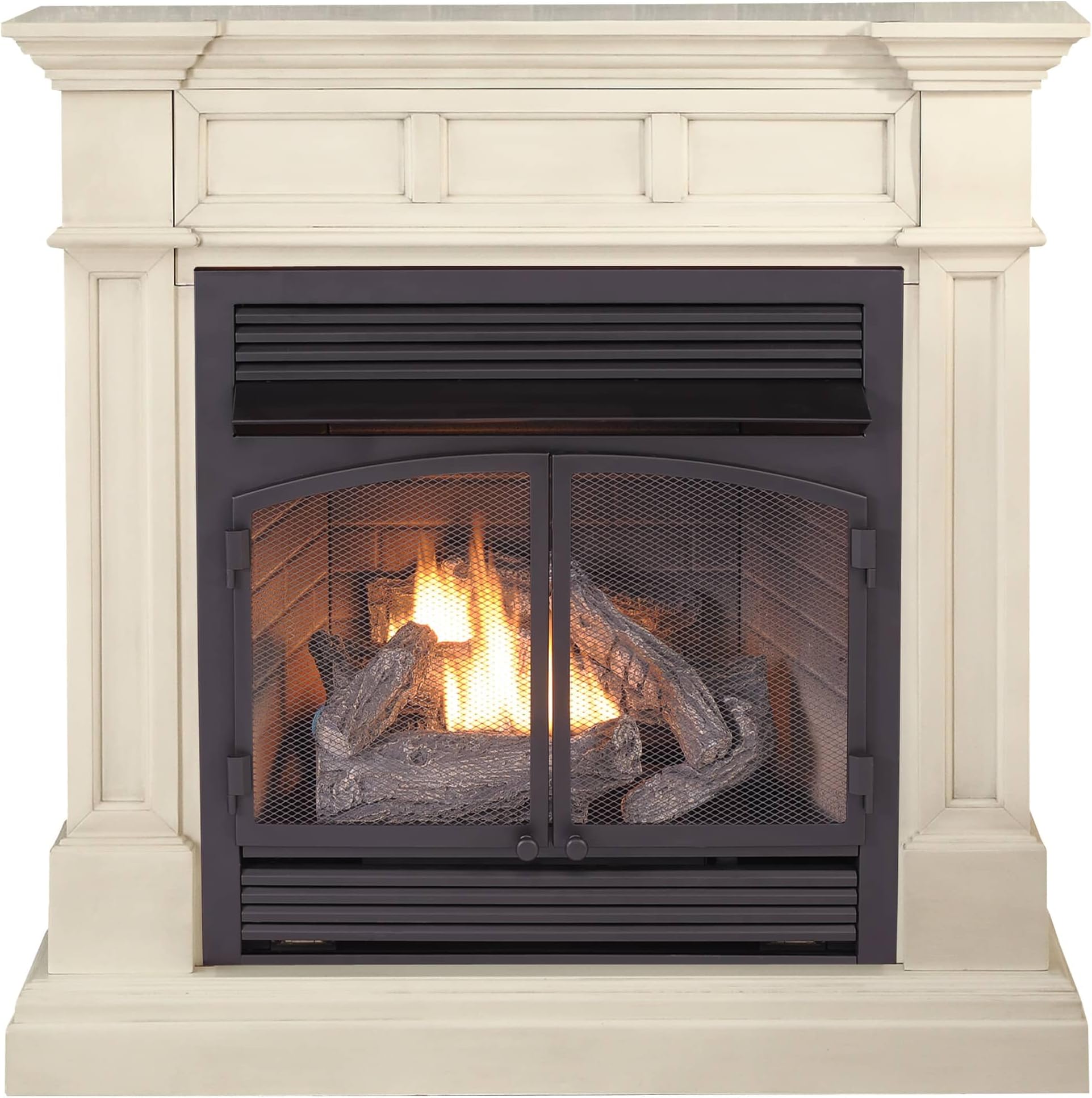 Duluth Forge Ventless Fireplace - Antique White Finish