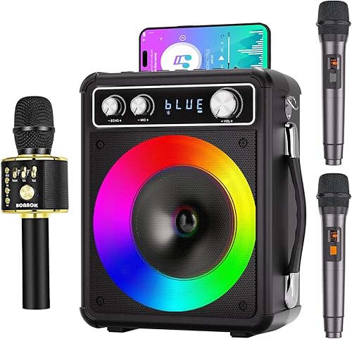 BONAOK Micrófono de karaoke Q37 y máquina de karaoke T30, máquina de karaoke para niños y adultos, para niños y niñas, familia, cumpleaños