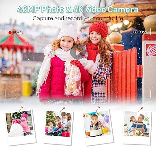 Miniatura 2 de Cámara digital, FHD 4K Vlogging Cámara 48MP 18X Zoom Cámara digital con tarjeta de memoria de 32 GB, cámara portátil de apuntar y disparar, cámara