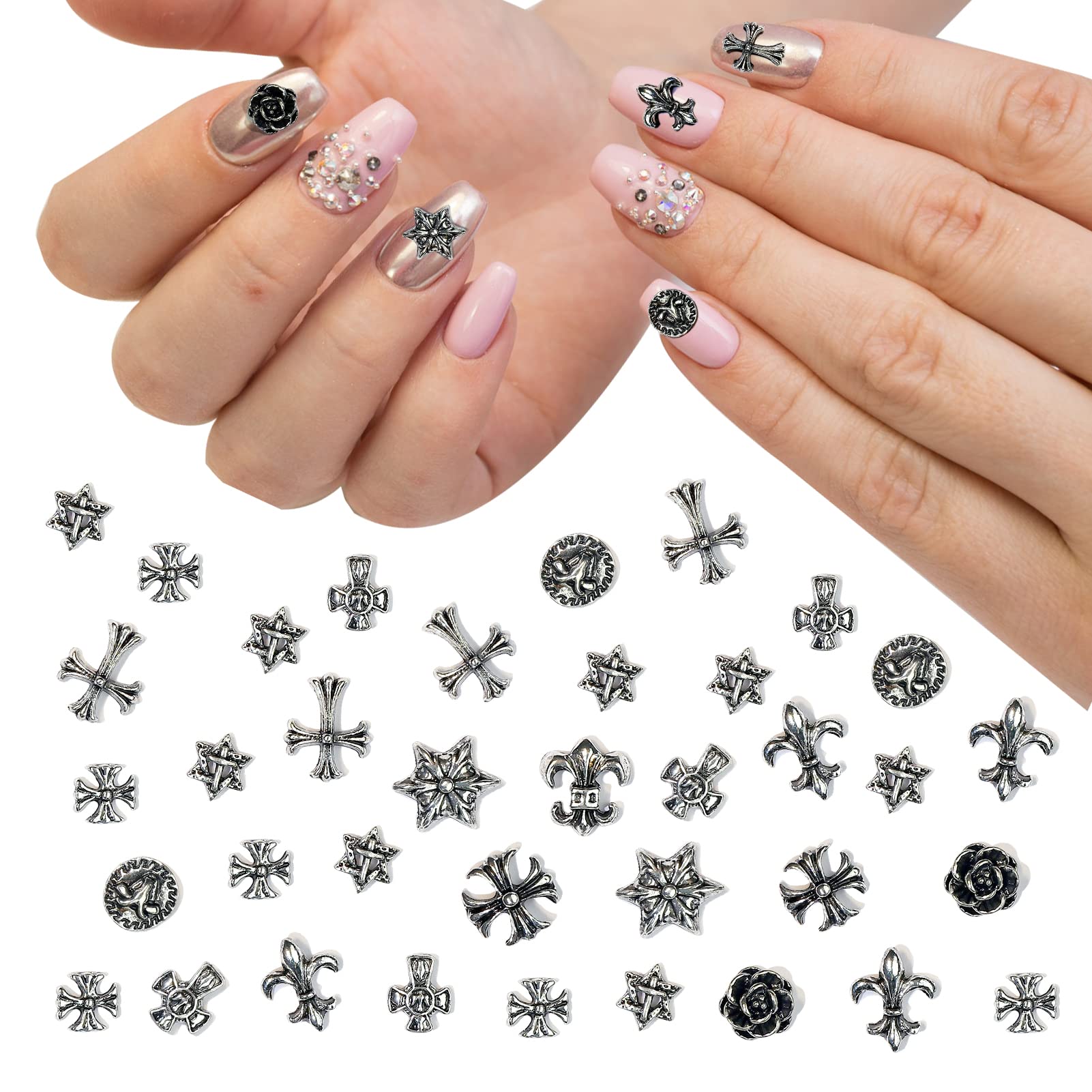 3D Chrome Hearts Nail Charm