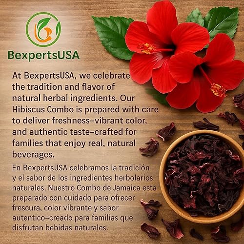Miniatura 6 de BexpertsUSA - Combo de té Jamaica (hibisco)  50 bolsas de té (0.18 oz cada una) + 4 onzas de flores secas de hibisco sueltas  100% natural  vegano