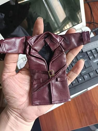 Miniatura 7 de Gabardina de piel sintética negra con cable Sodier a escala 112 para figura de 6 pulgadas