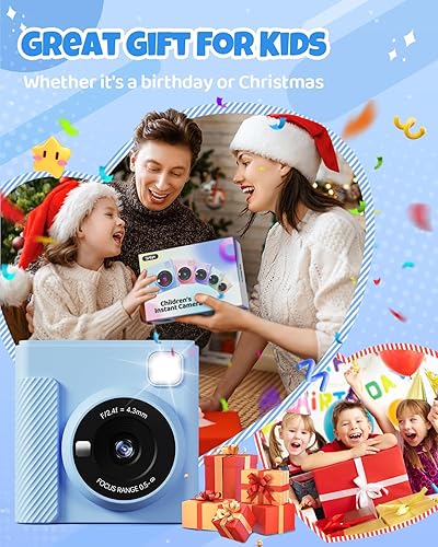 Miniatura 6 de Cámara de Impresión Instantánea para Niños, Regalos de Navidad y Cumpleaños para Niñas y Niños, Cámara Digital de Video HD 1080P para Niños con