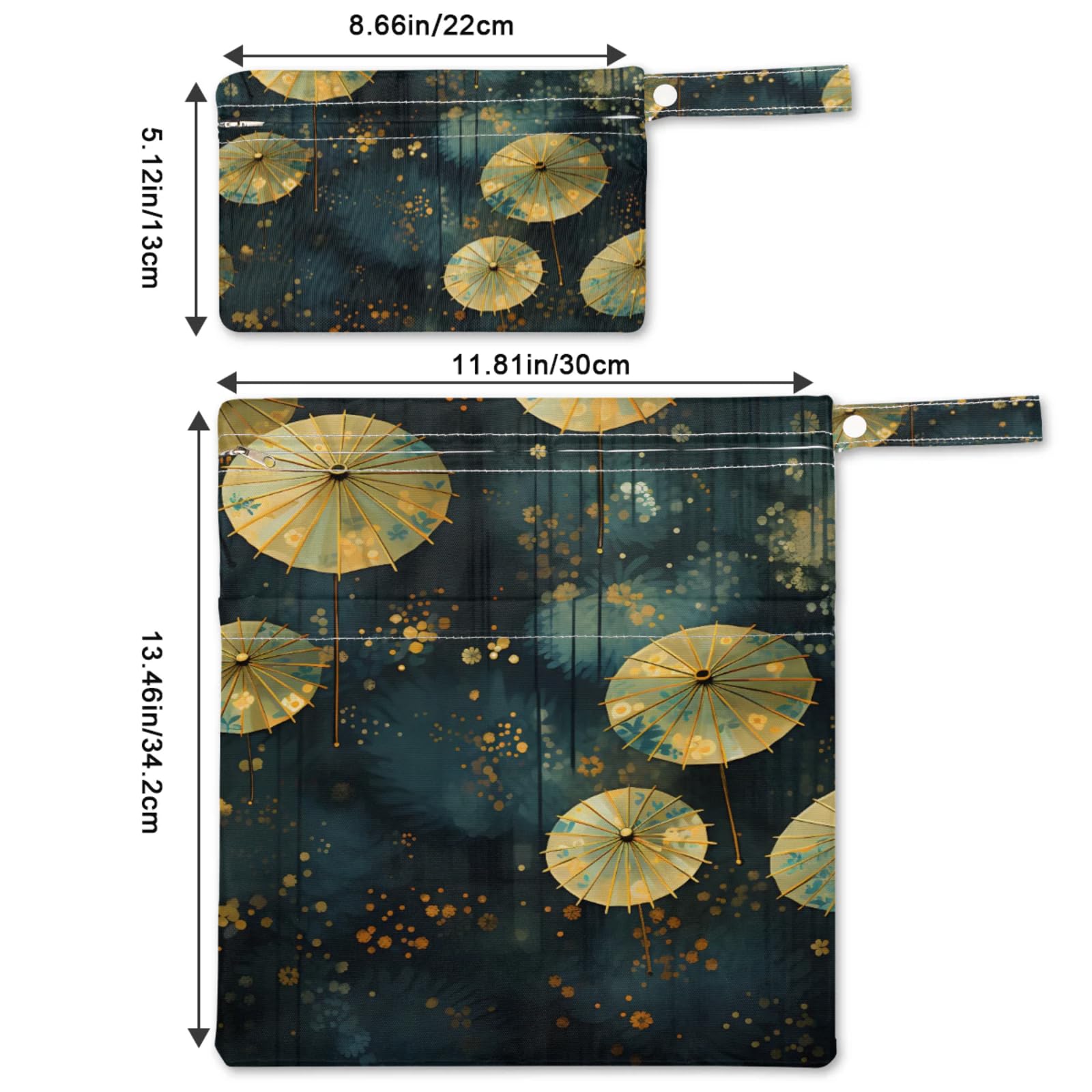 GzLeyigou 2 Set Japanese Umbrella Wet Dry Bags for Baby Cloth Diapers Waterproof Reusable Storage Bag for Travel,Beach,Pool,Daycare,Stroller,Gym,Laundry,Dirty Clothes,Swimsuits Wet Clothes, Wet Bag