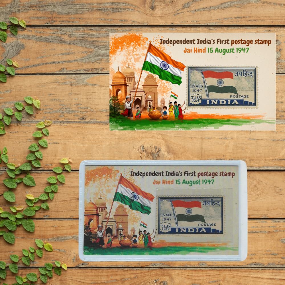 India First Independence Stamp 1947, Jai Hind Edition 3½ Annas Stamp, Heritage Philately Collectible, Genuine Postage Stamps, Multi Colour-image-46