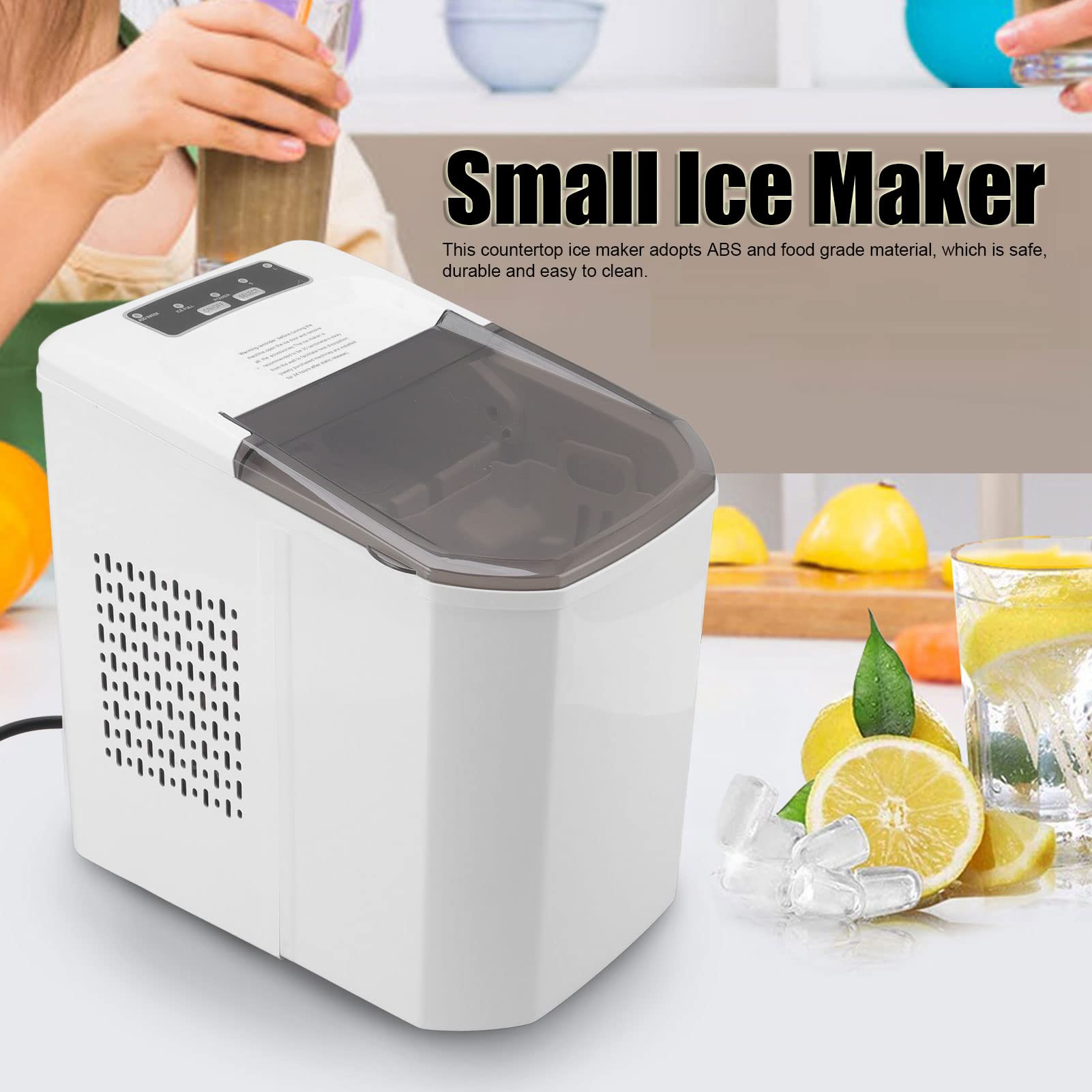 Máquina Para Fabricar Hielo Para Encimera, 9 Cubos En Un Ciclo De 8 Minutos, Práctica Para Bares Domésticos, Oficinas Y Más(Eu plug 220V)