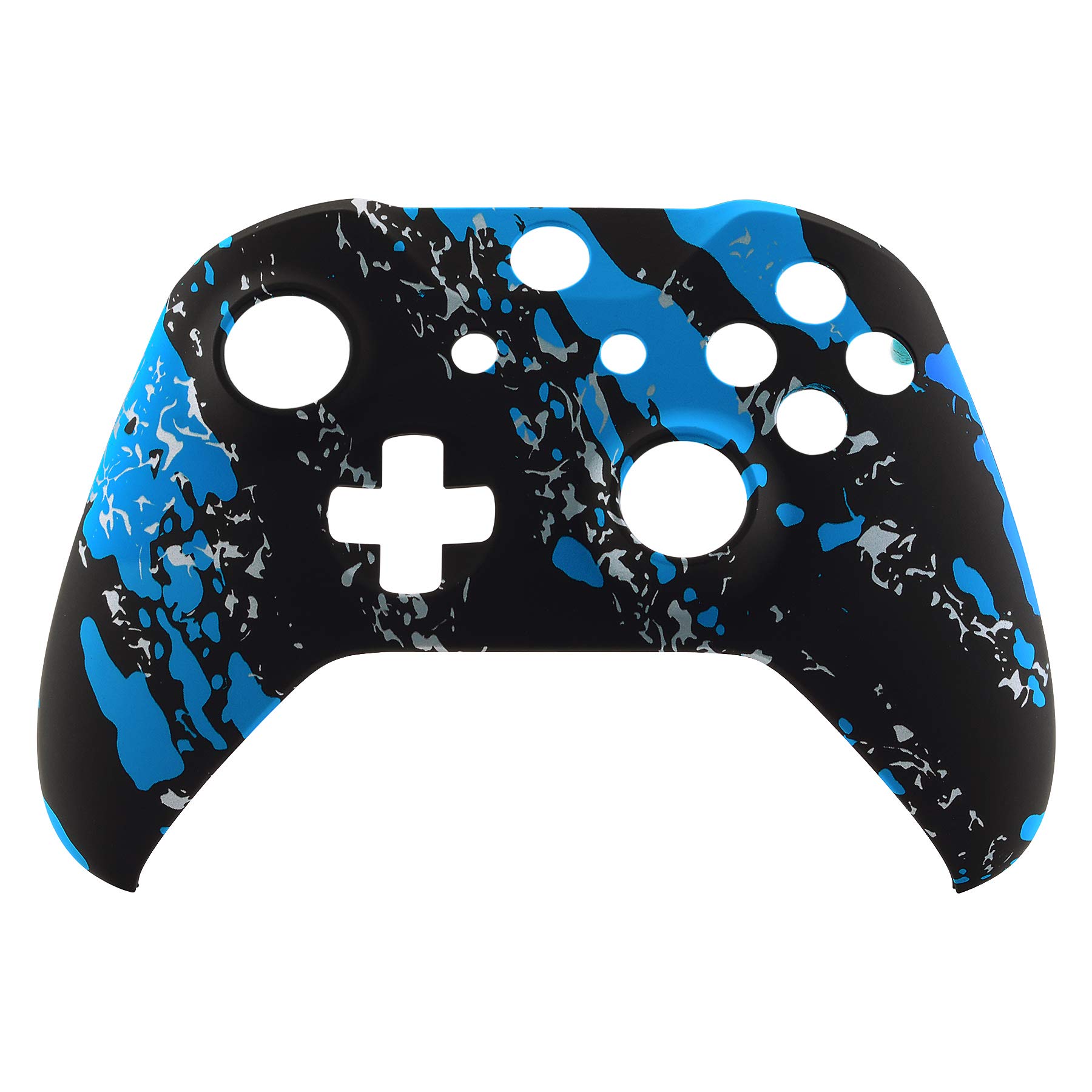 eXtremeRate Custodia anteriore con rivestimento blu con motivo a spruzzi, kit di ricambio per controller Xbox One S e One X (modello 1708)