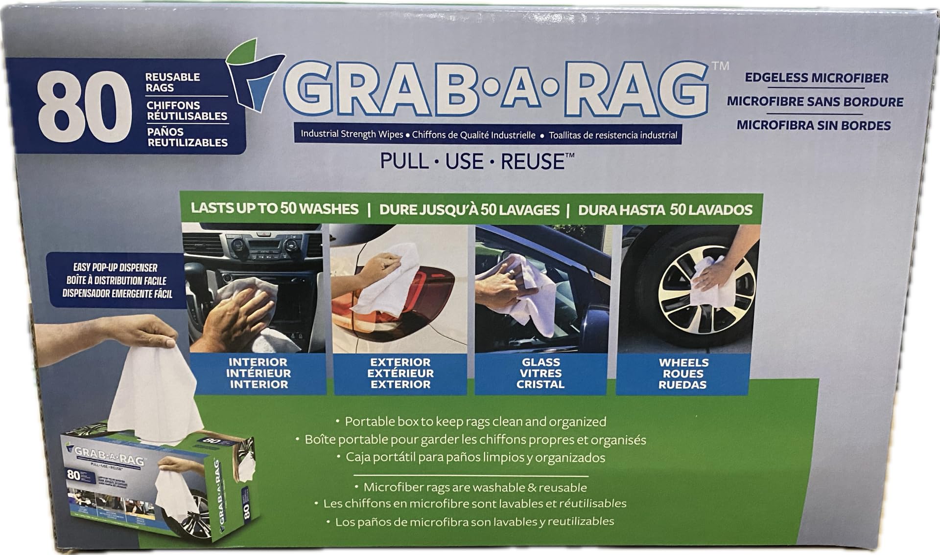 Grab-A-Rag trapos de microfibra lavables, 80 unidades