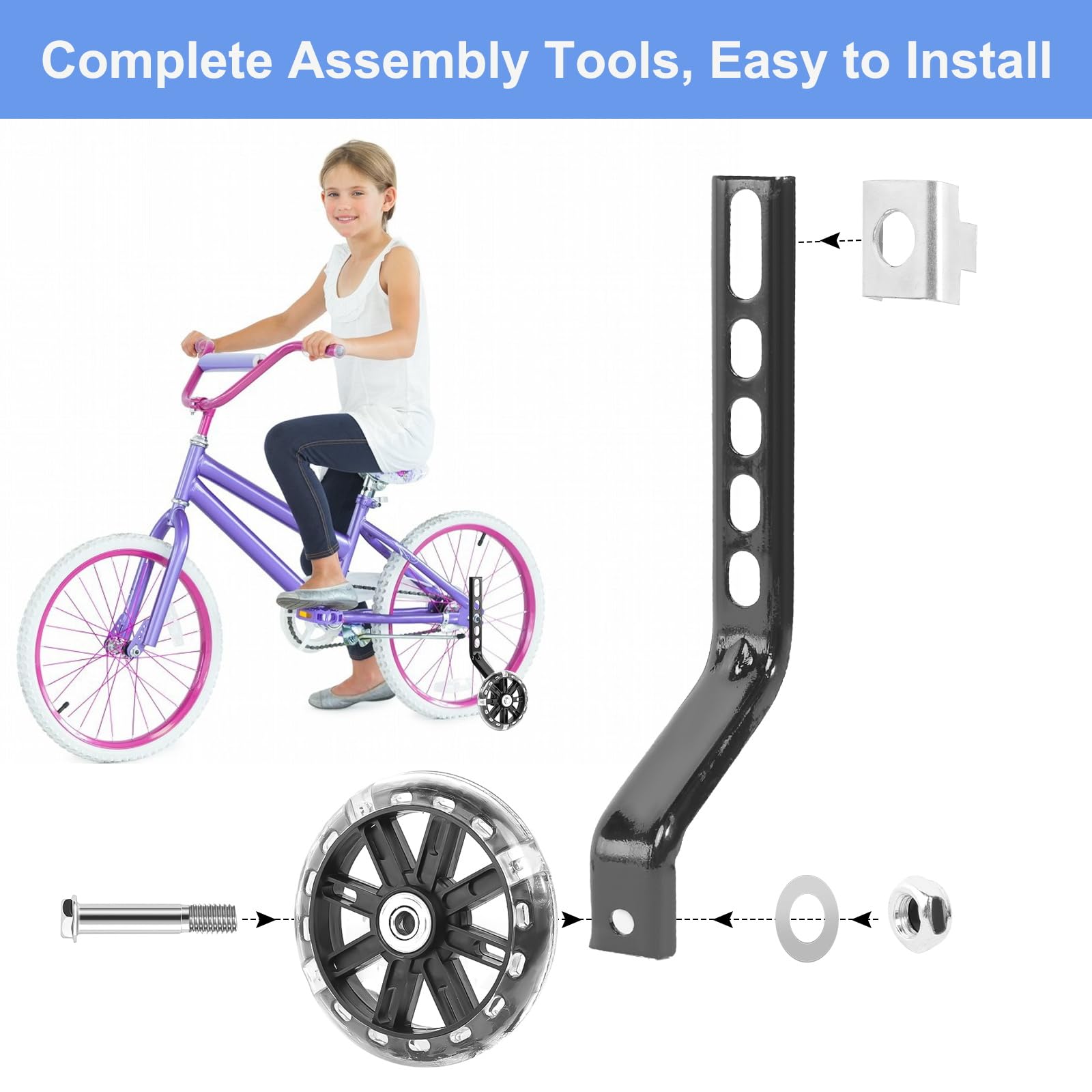 Stabilisateurs de vélo, Roulette Velo Universelle, Roues de Support Réglables 12-20 Pouces