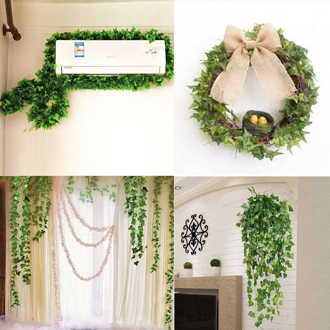 Ghirlanda Edera Artificiale 12 Pezzi - Decorazione Verde Per Matrimoni, Feste, Casa, Con Foglie Realistiche - Foto 10