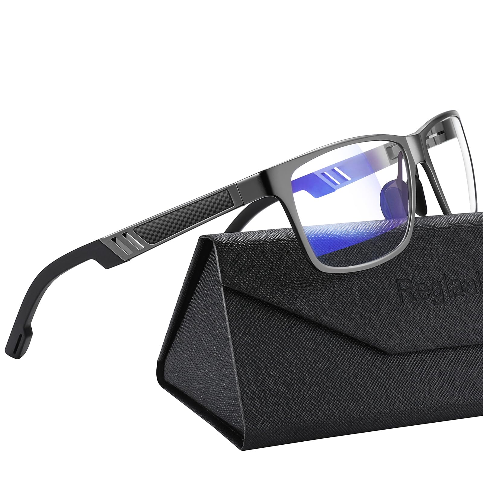 Reglaaly Blue Light Blocking Glasses for Men/Woman Gaming Computer Screen Glasses Metal Frame Eyeglasses, A01