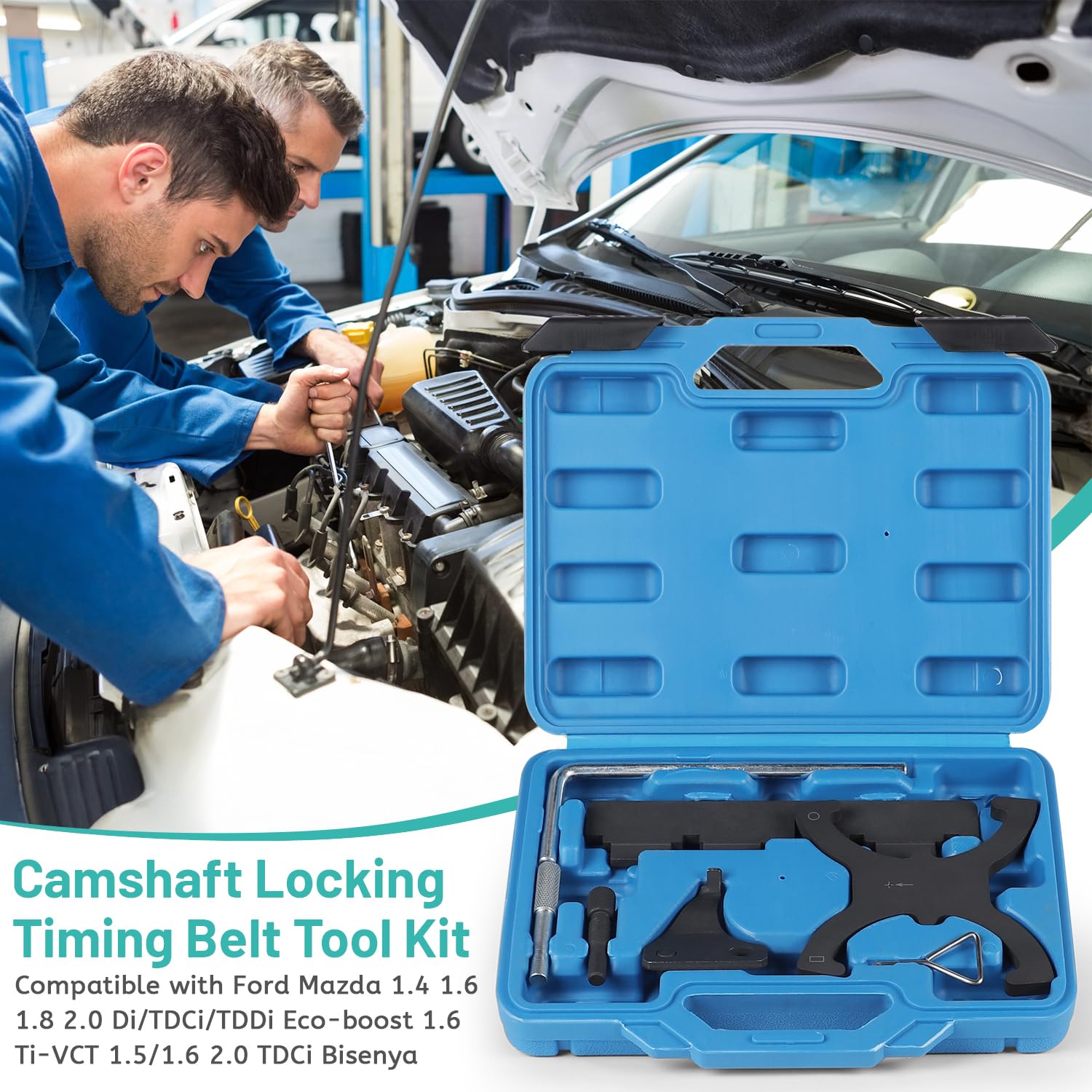 lalago 7 Pezzi Utensili per Albero a Camme, Attrezzi di Regolazione Motore, Strumento di attrezzo di Messa in Fase, Bloccaggio a Camme del Motore Compatibile con Ford 1.6vct-Ti per Focus per Mazda