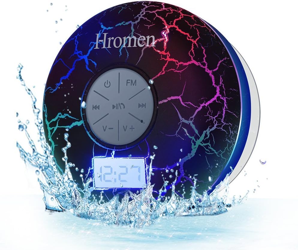 HROMEN Bluetooth Speaker,2nd Gen IPX7 Waterproof Bluetooth Speakers, Bathroom Shower Speaker,Wireless Cool Cracking Backlit, Suction Cup,Outdoor Speaker, Good Gift,Green