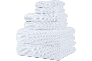 POLYTE White Waffle Weave Bath Towels 6-Piece Set