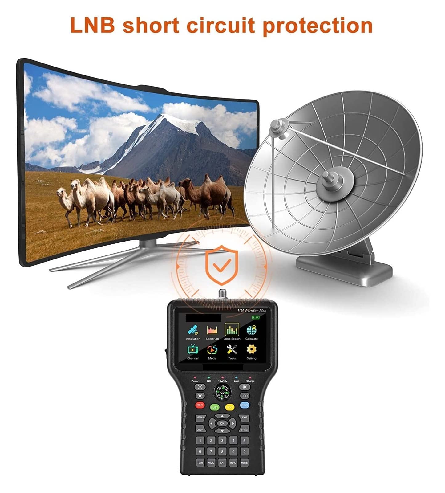 Buscador de satélite, V8 Finder Max Satellite Signal Finder DVB-S/S2/S2X H.265 Localizador de satélite 4,3 pulgadas 1080p Acm Vs V8 Finder 2/pro(Blauw)